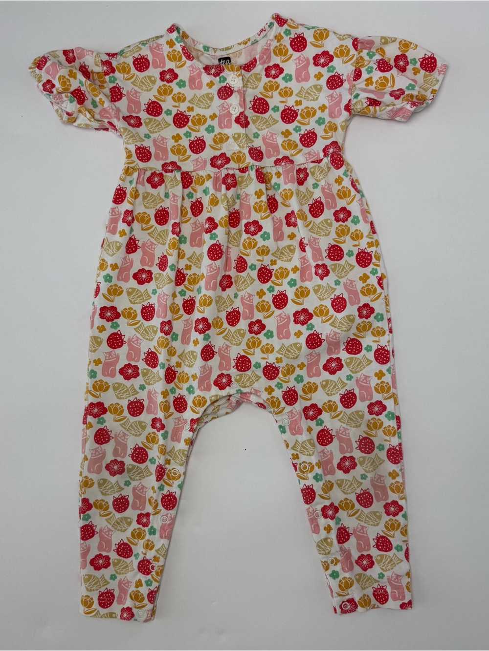 Tea Collection 18-24M Strawberry Floral Romper Jumpsuit Organic Cotton